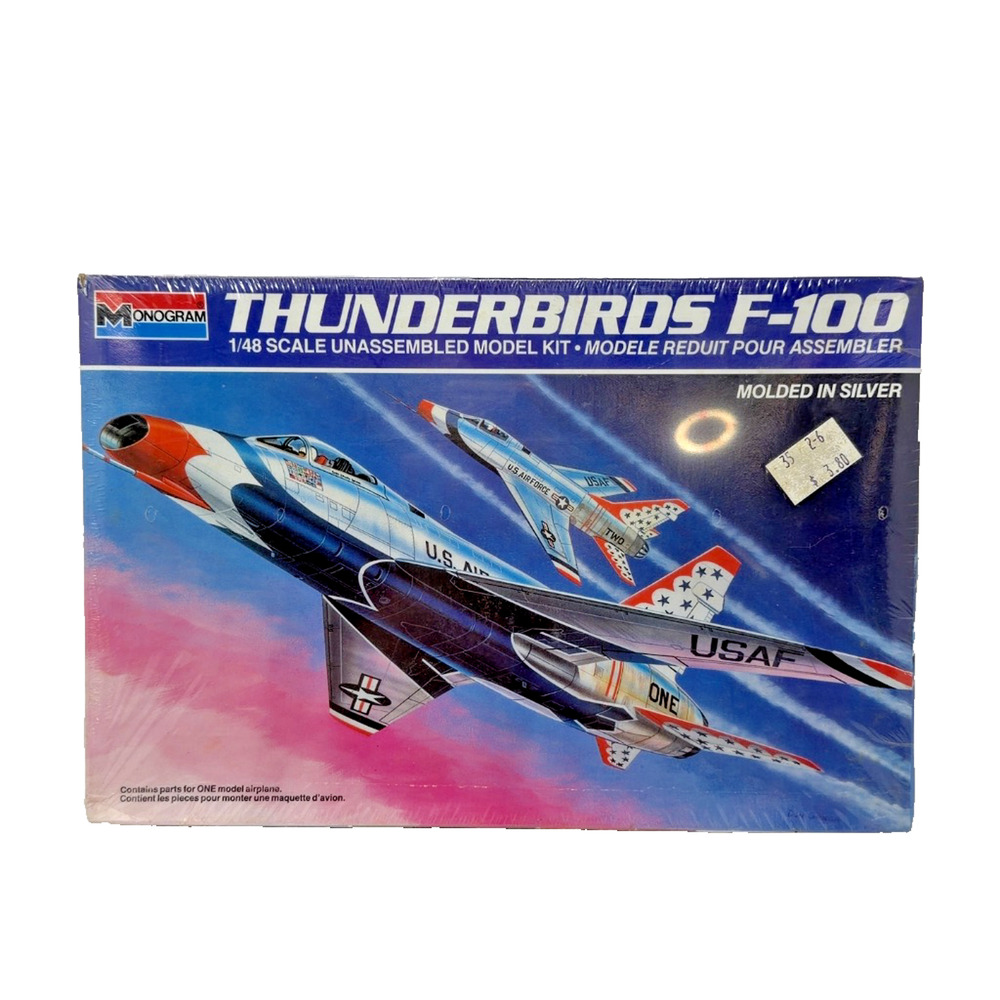 Monogram 5442 Thunderbirds F-100 1/48 Scale Plastic Model Kit Sealed